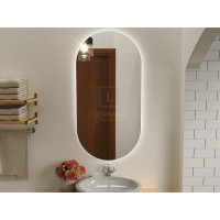 Овальное зеркало в ванную комнату с подсветкой Бикардо 60х90 см
