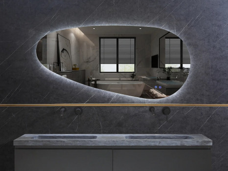 Зеркало в ванную комнату с контурной подсветкой светодиодной лентой Версо